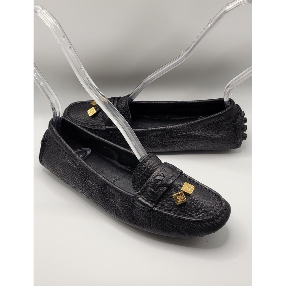 Black Leather Womens Louis Vuitton Stretchy Moccasins Size 6